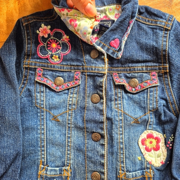 The Children's Place Girl's Embroidred Jean Jacket - Size 24 Months - Picture 2 of 4